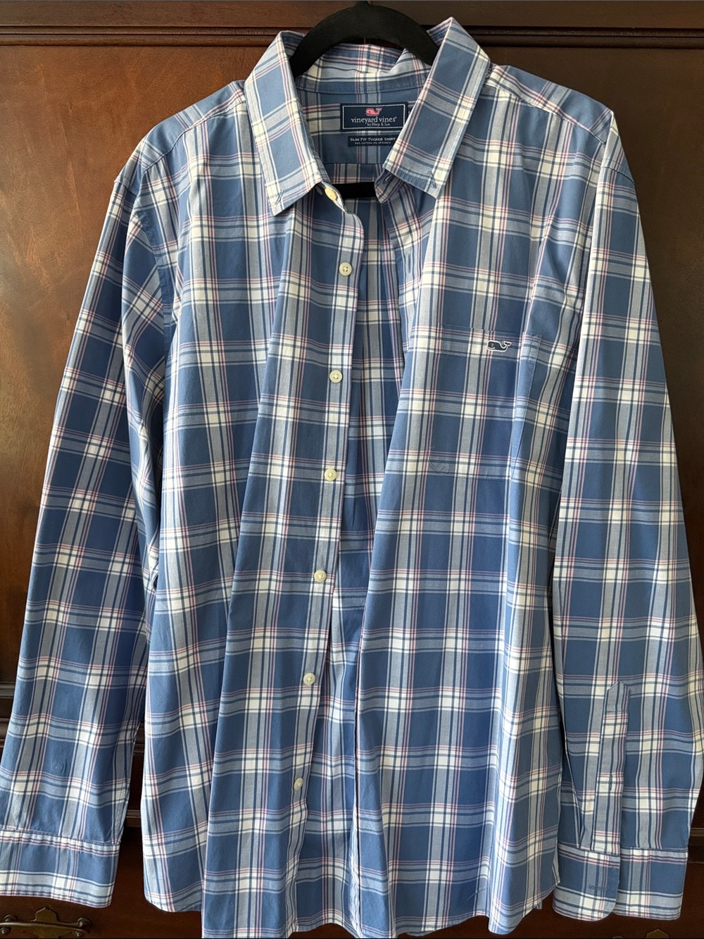 Vineyard Vines Blue and White Plaid Button-Down Shirt